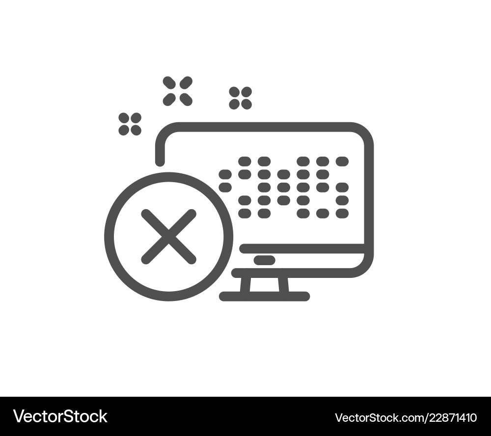 Reject web access line icon decline monitor sign vector image