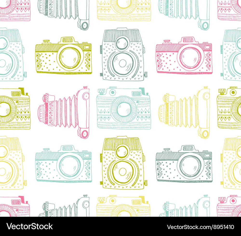 Retro Camera Seamless Pattern Vector Image