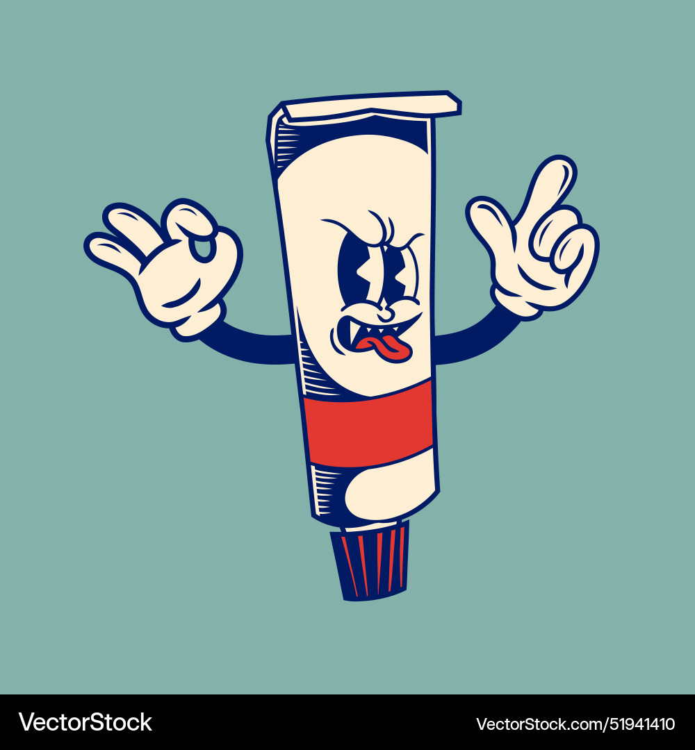 Retro character design from toothpaste Vector Image