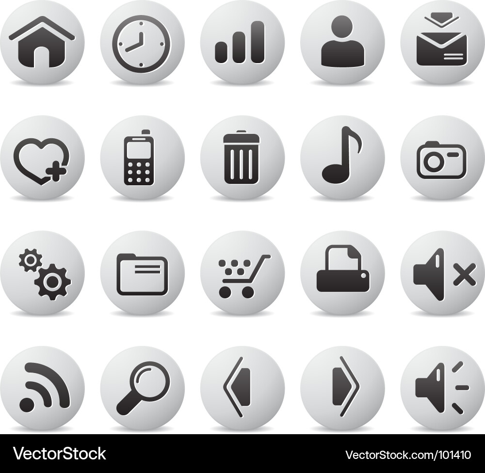 Rounded Web Icons - Grey Collection vector image