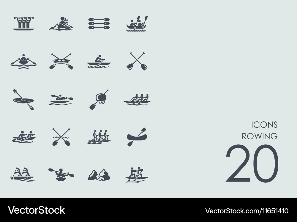 Rowing Icon Set Vector Image