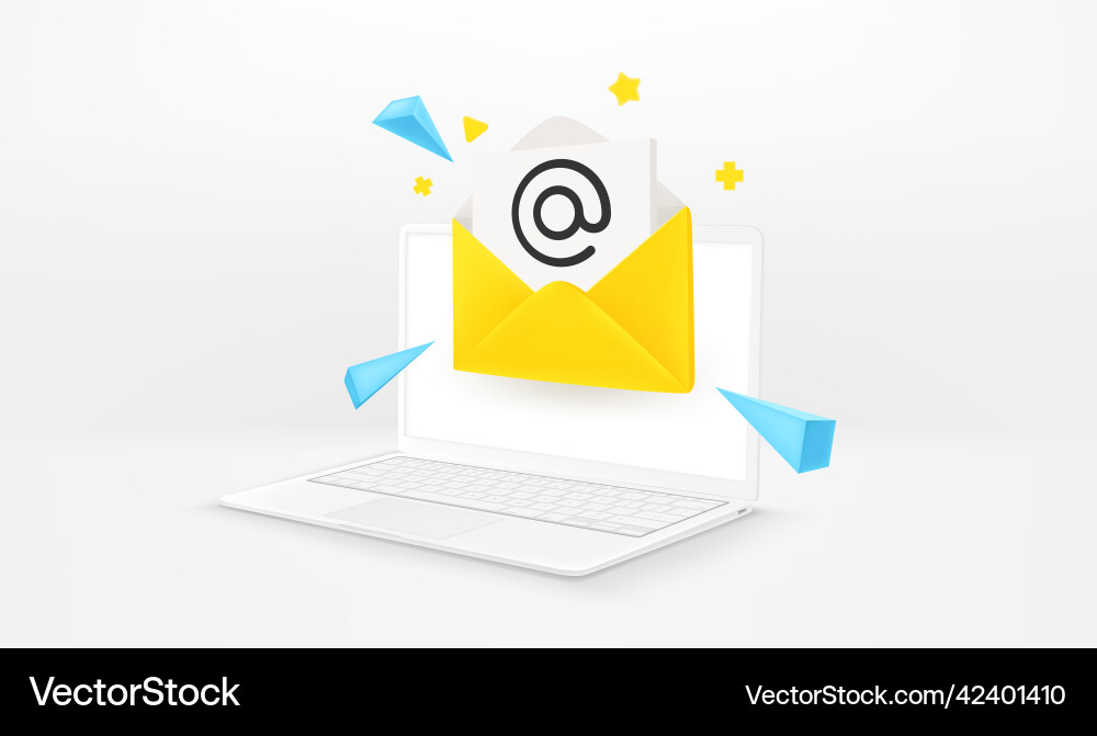 Sending and receiving email via internet 3d vector image