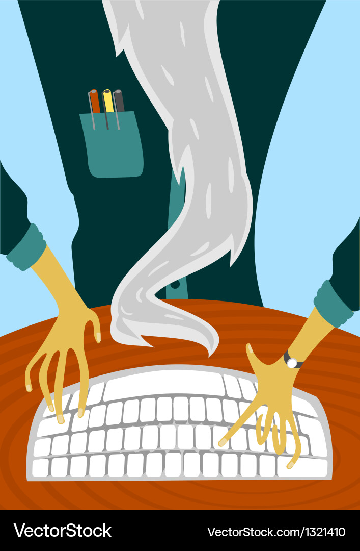 Senior Man Using Computer vector image