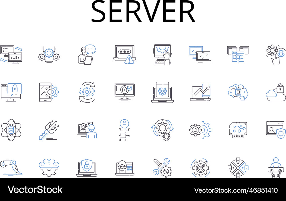Server line icons collection host node machine Server line icons collection host node machine vector image