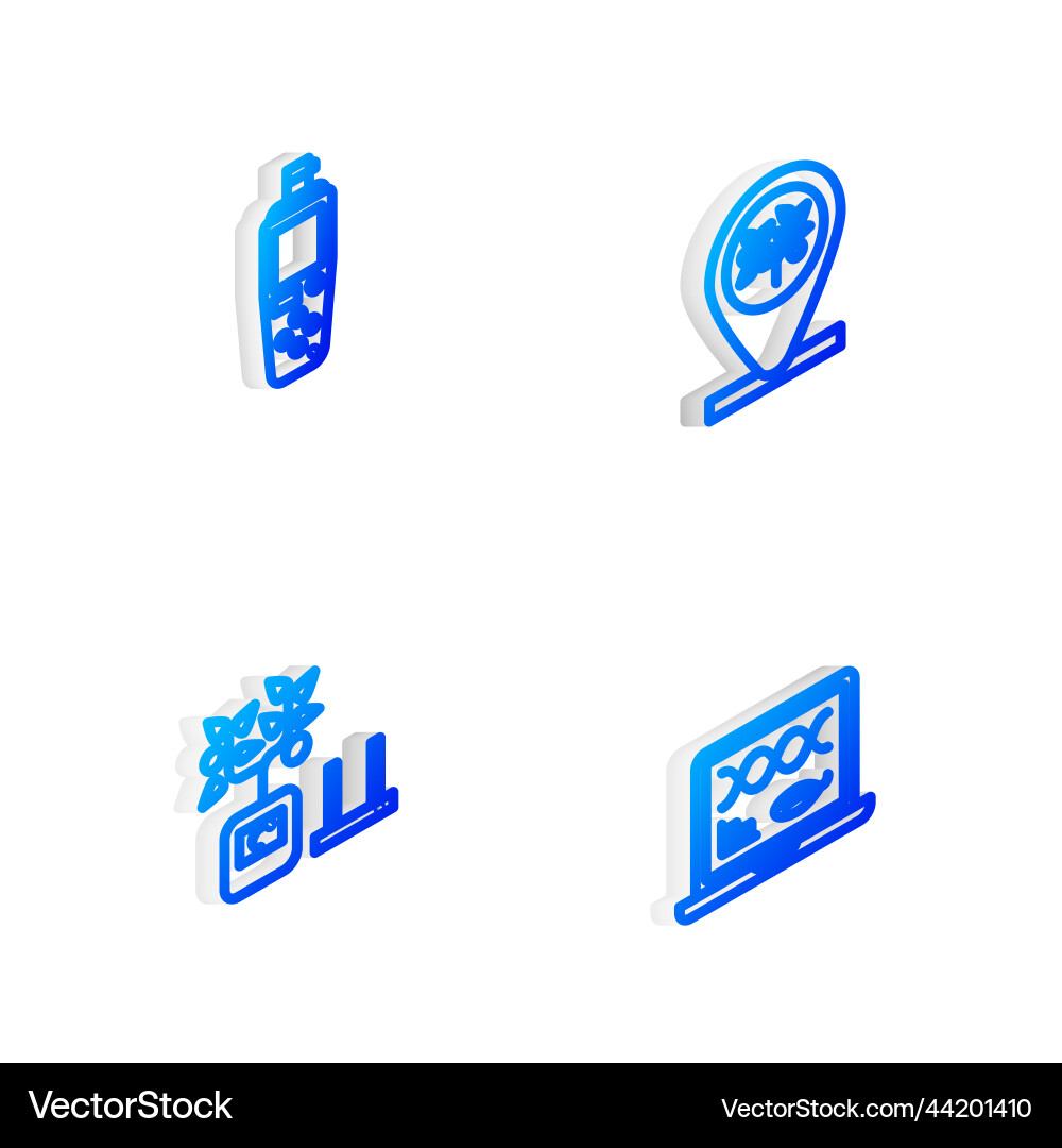 Set isometric line location and tree portable Vector Image