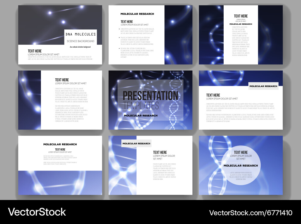 Set of 9 templates for presentation slides vector image