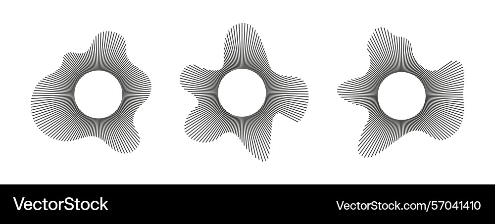 Set of circular wave sound circle lines radial Set of circular wave sound circle lines radial vector image