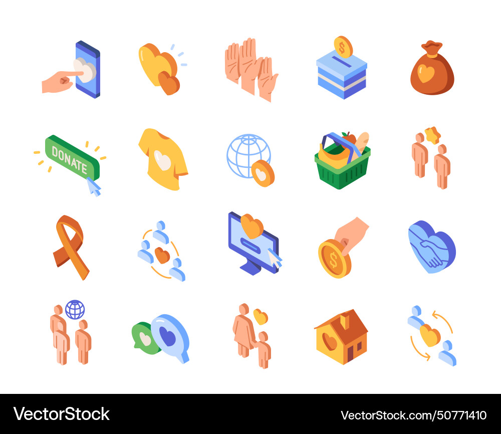 Set of colorful charity icons Set of colorful charity icons vector image