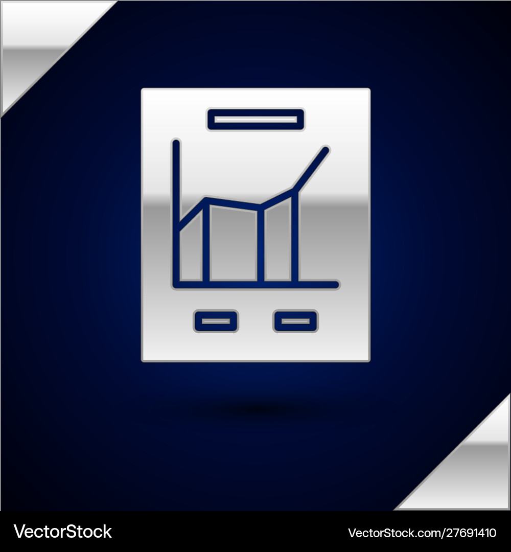 Silver document with graph chart icon isolated Silver document with graph chart icon isolated vector image
