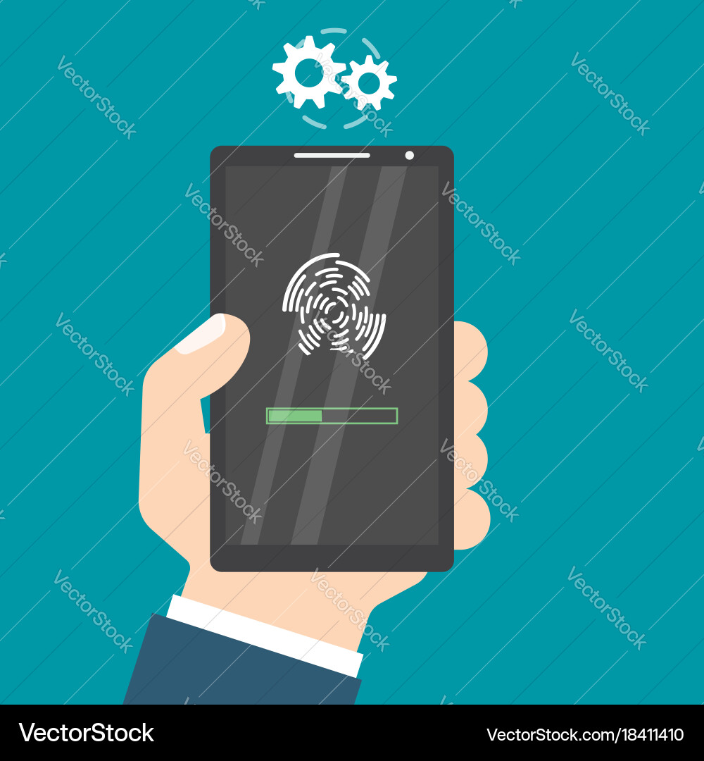 Unlocked with fingerprint button access via vector image