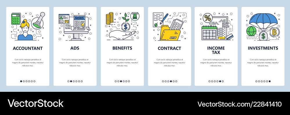 Web site linear art onboarding screens vector image