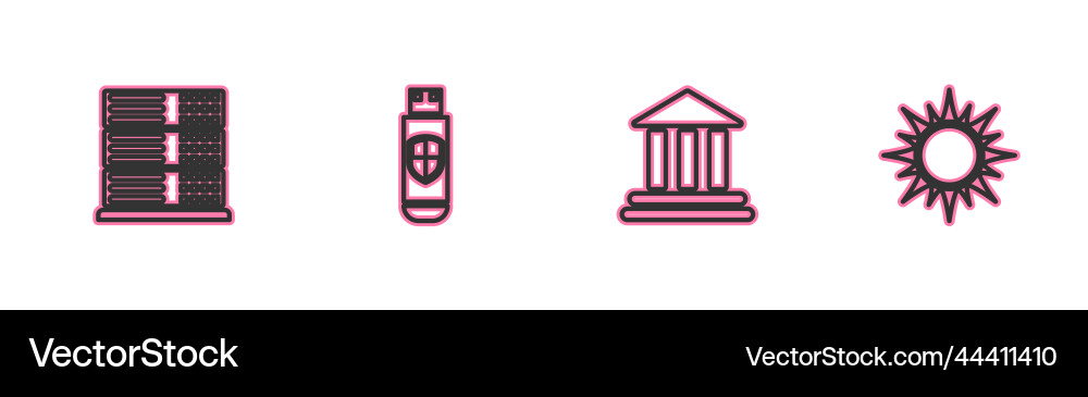Zeilenserver Daten Web Hosting Bank Gebäude Vektorbild