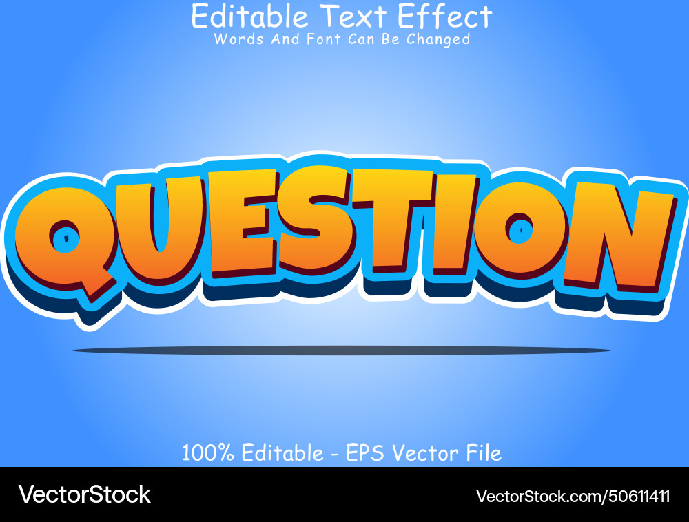 3D Question Mark Text Effect vector image
