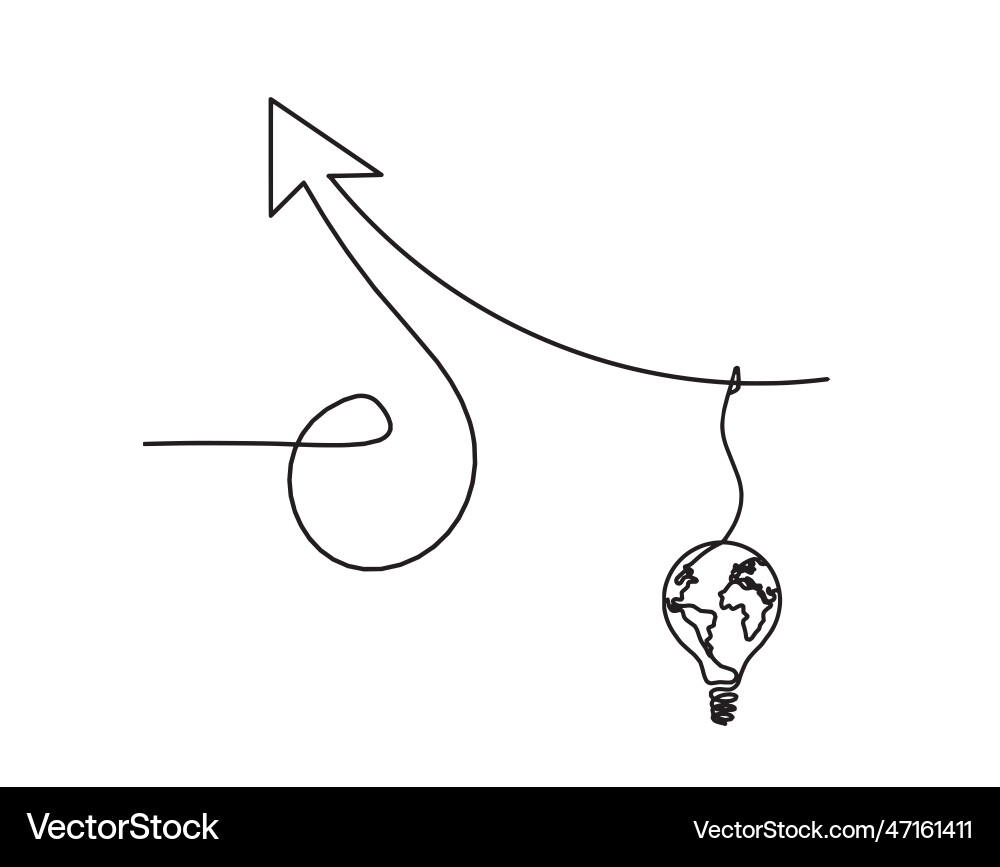Abstract continuous lines arrows and light bulb Abstract continuous lines arrows and light bulb Vector Image