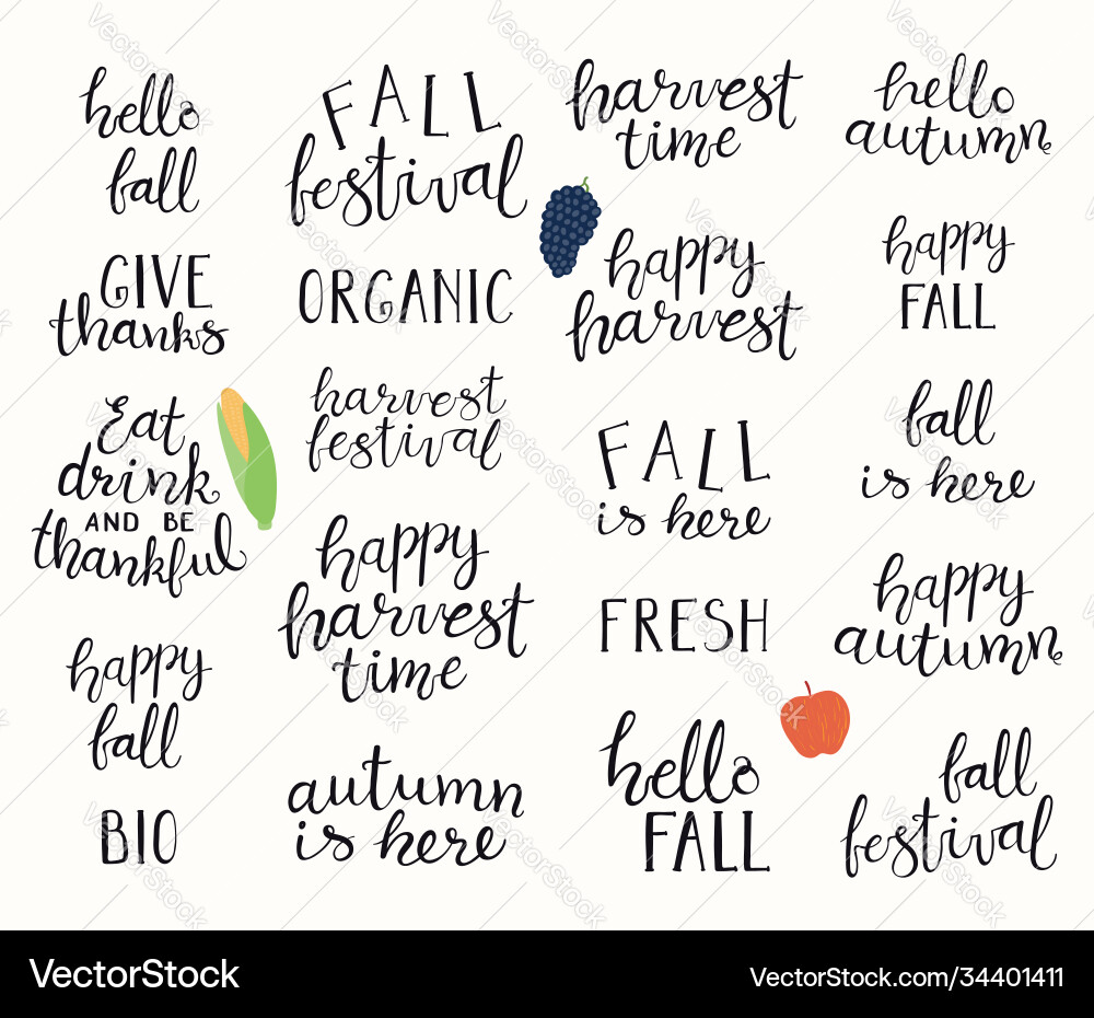 Autumn Harvest Quotes \u0026 Elements – Royalty-Free Vector | VectorStock, image size:1000x930