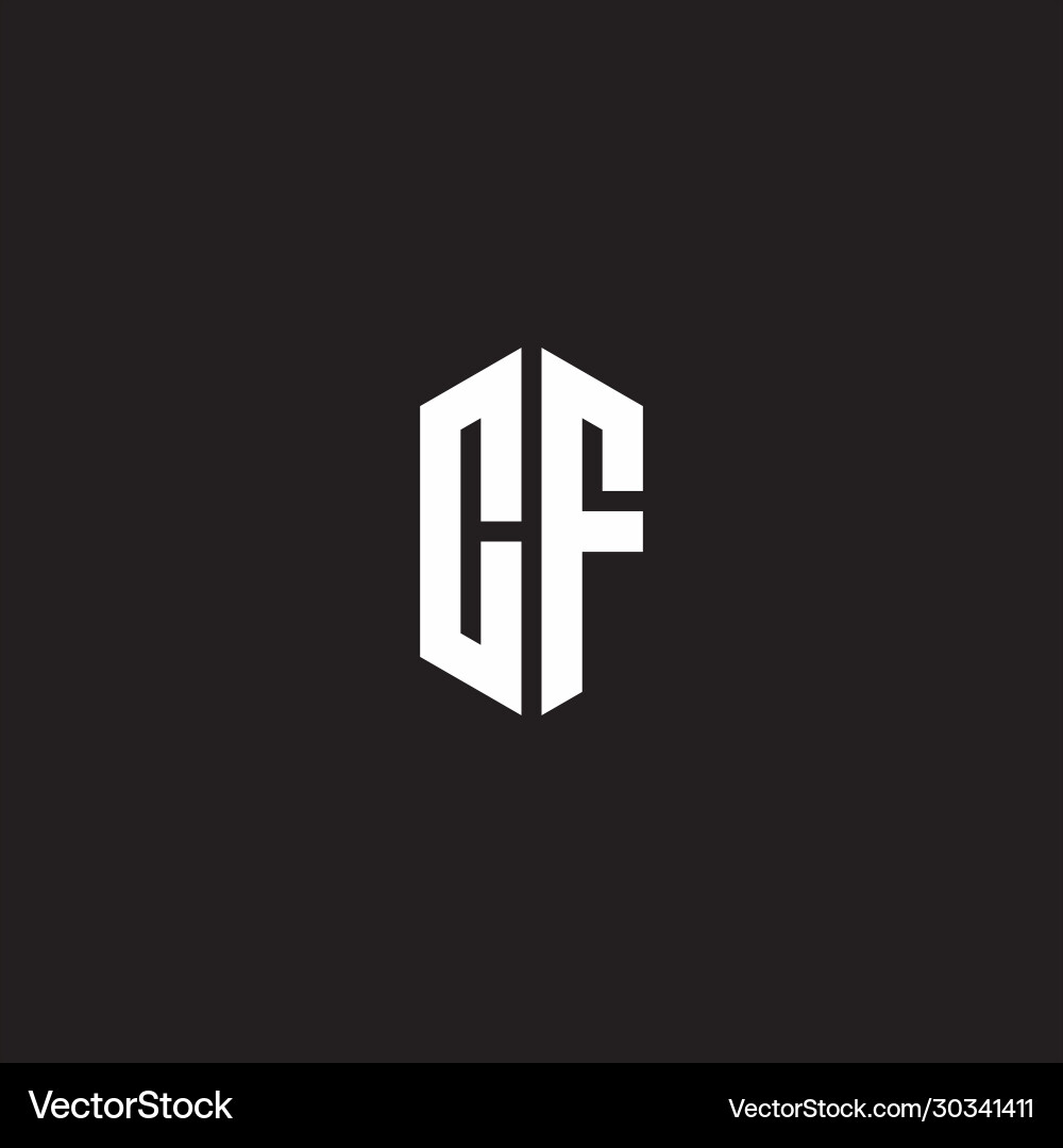 CF Monogram Logo - Hexagon Shape Vector Image