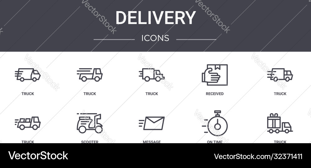 Delivery concept line icons set contains Delivery concept line icons set contains Vector Image
