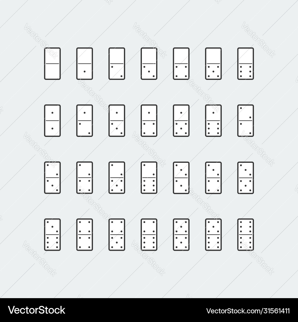 Domino icon set in thin line style Vector Image