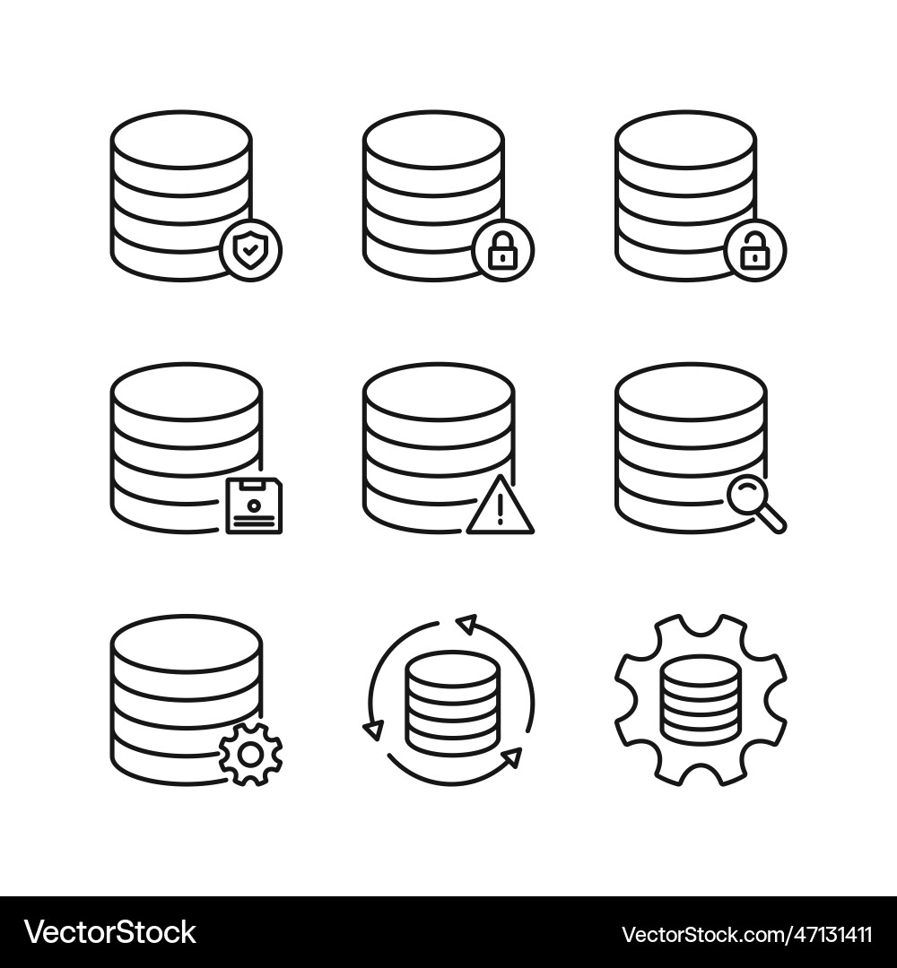 Editable set icon of database Editable set icon of database vector image
