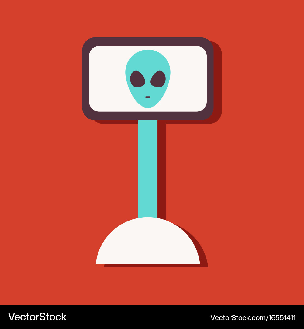 Flat icon design collection alien on the monitor Vector Image