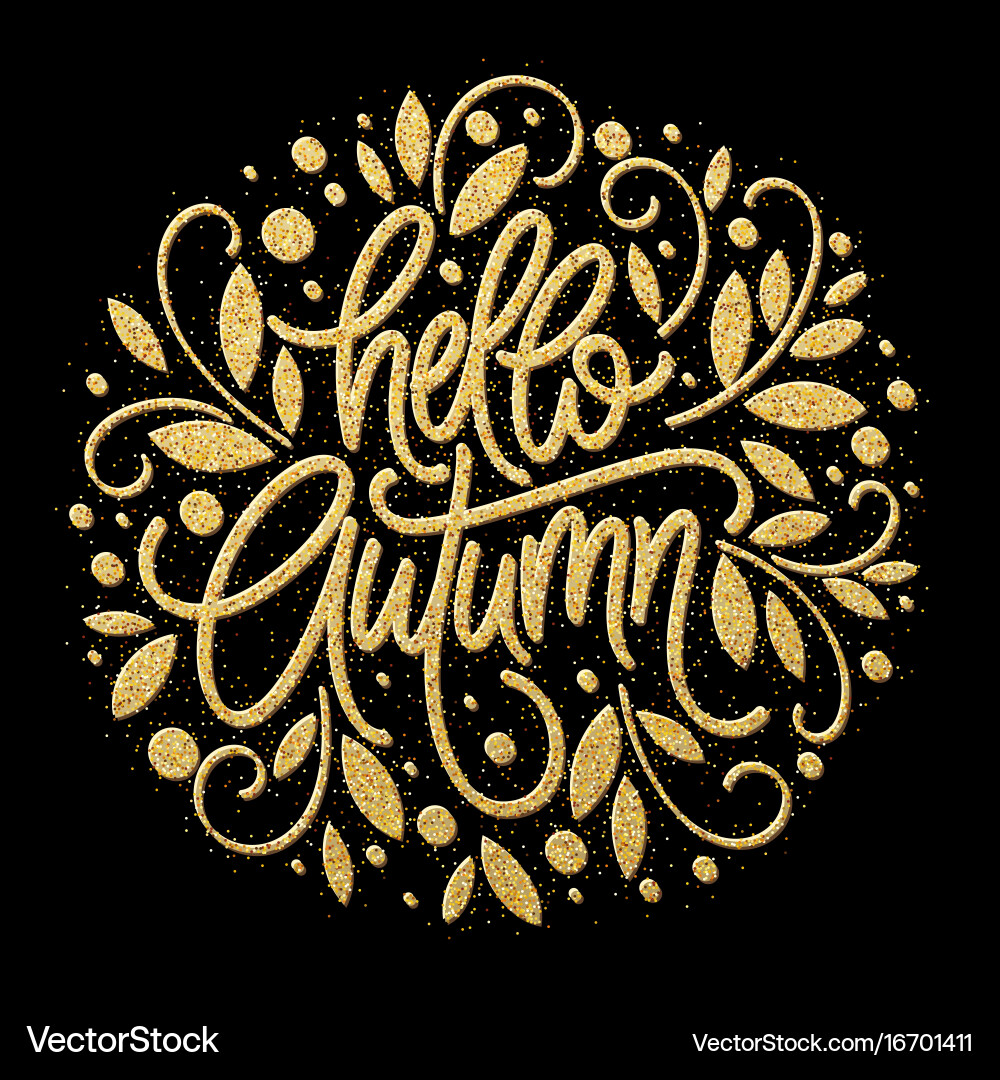 Herbst - handgezeichnete Typografie mit Linie Vektorbild
