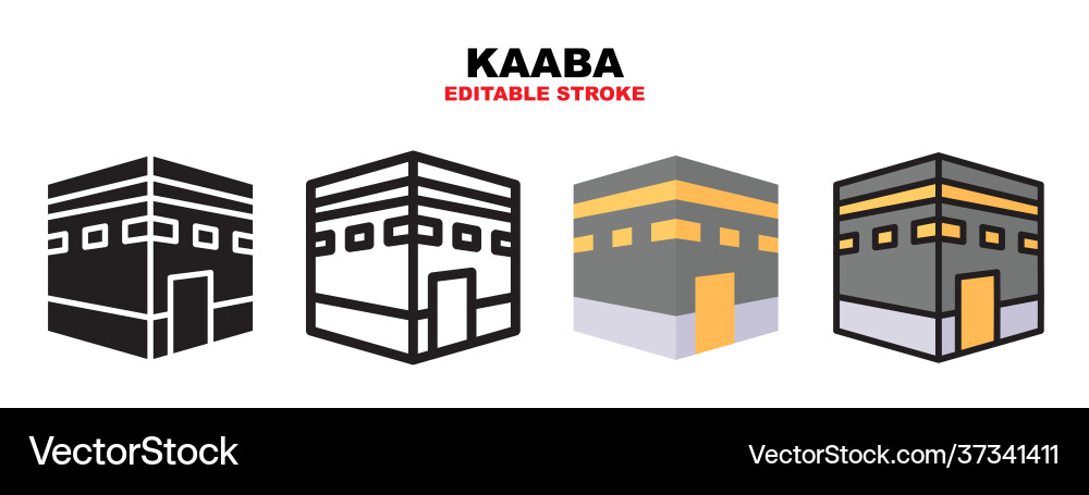 Kaaba icon set with different styles Kaaba icon set with different styles vector image