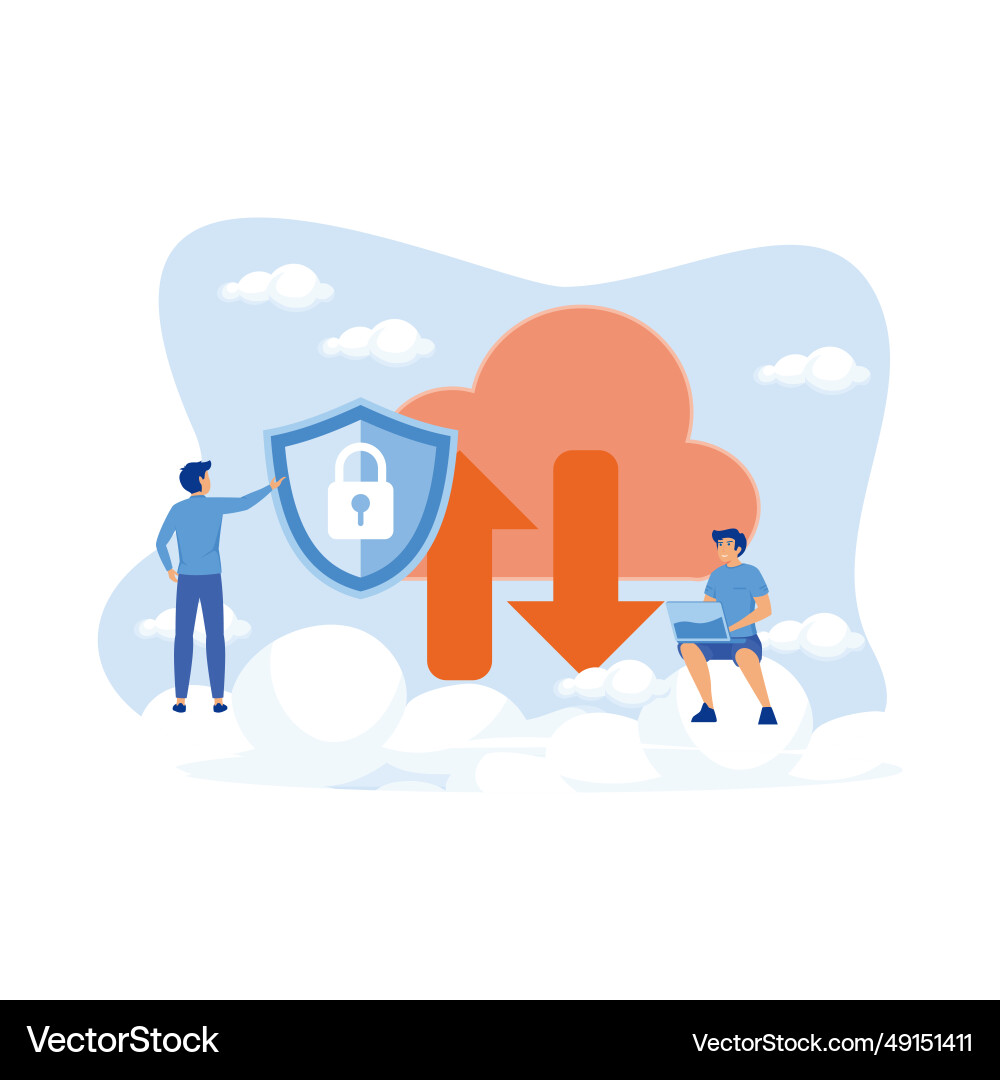 Man holding security shield and developer using Man holding security shield and developer using vector image