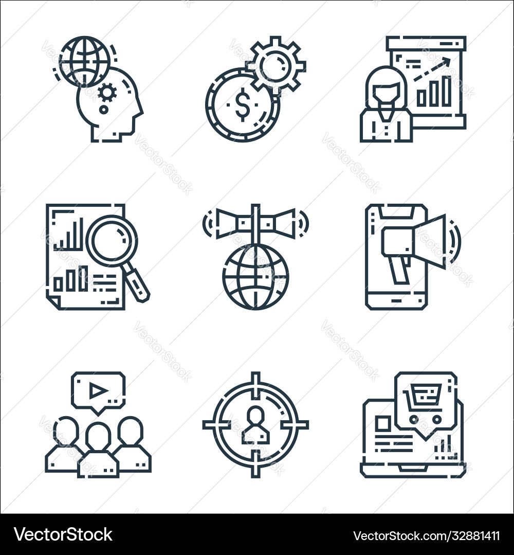 Marketing line icons linear set quality Marketing line icons linear set quality vector image