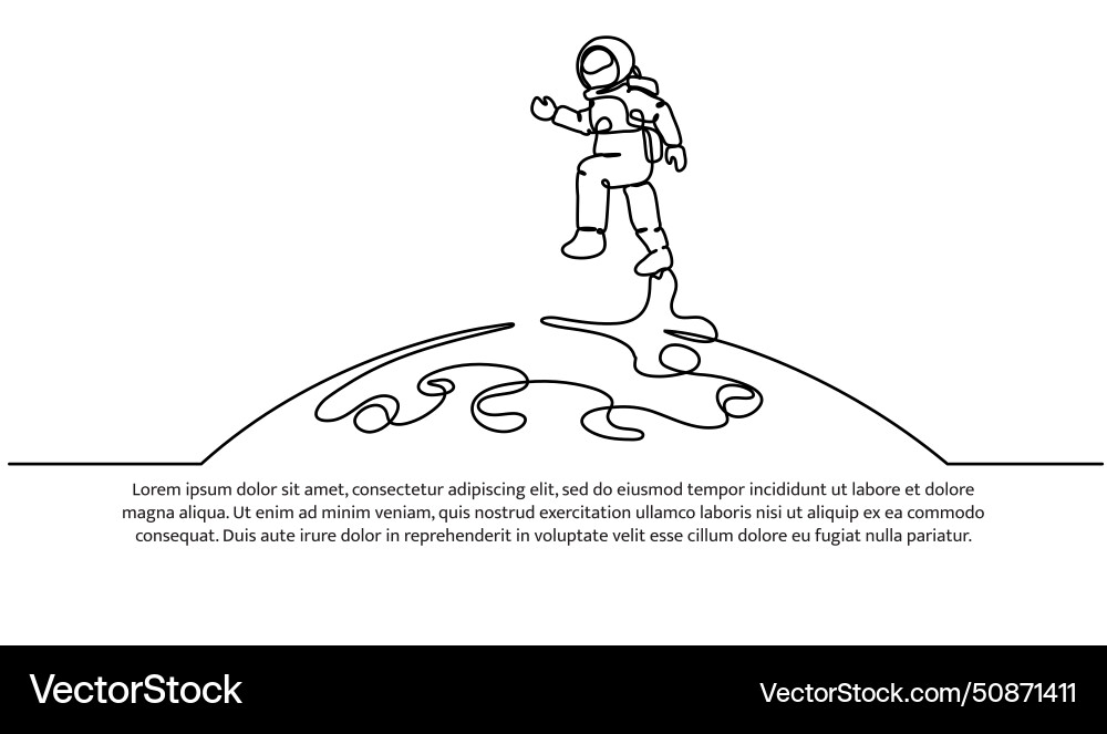 One continuous line of research about moon space One continuous line of research about moon space vector image