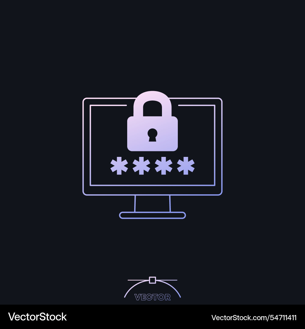 Password access icon with a computer vector image