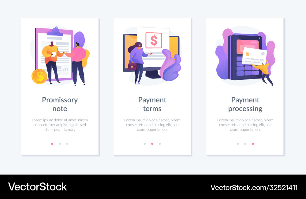 Payment terms and conditions app interface Payment terms and conditions app interface Vector Image