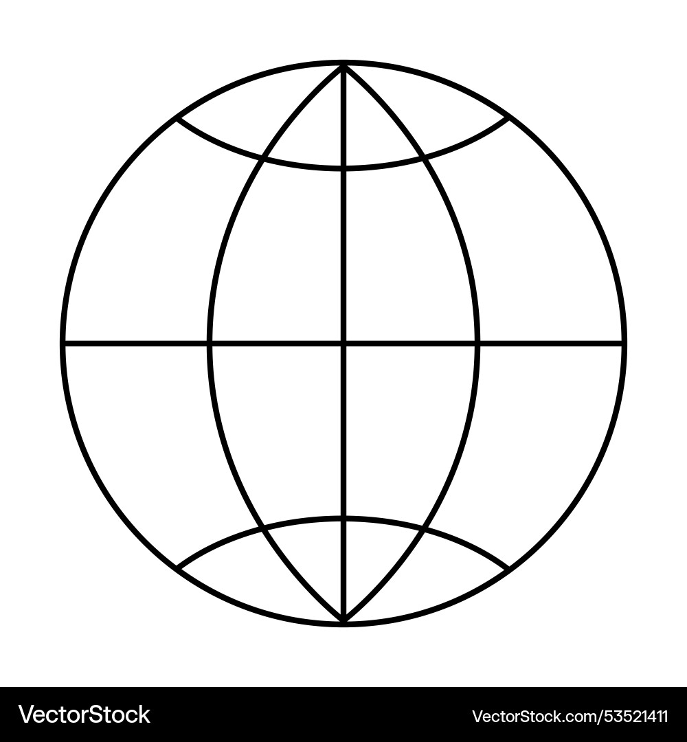 Round globe with latitude and longitude lines Round globe with latitude and longitude lines vector image