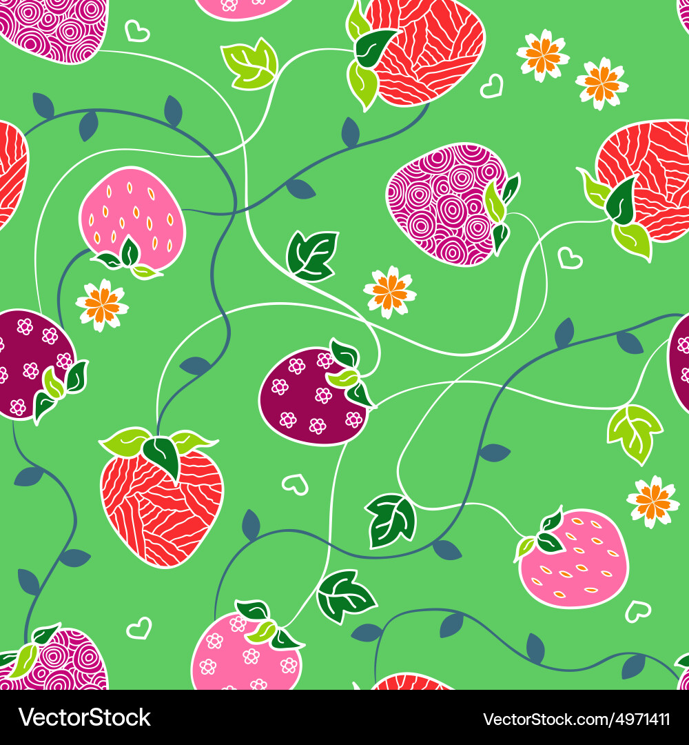 Seamless pattern with strawberries Vector Image