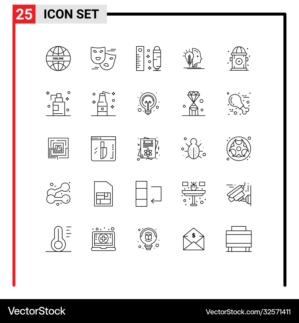 Set 25 lines on grid for life programming Vector Image