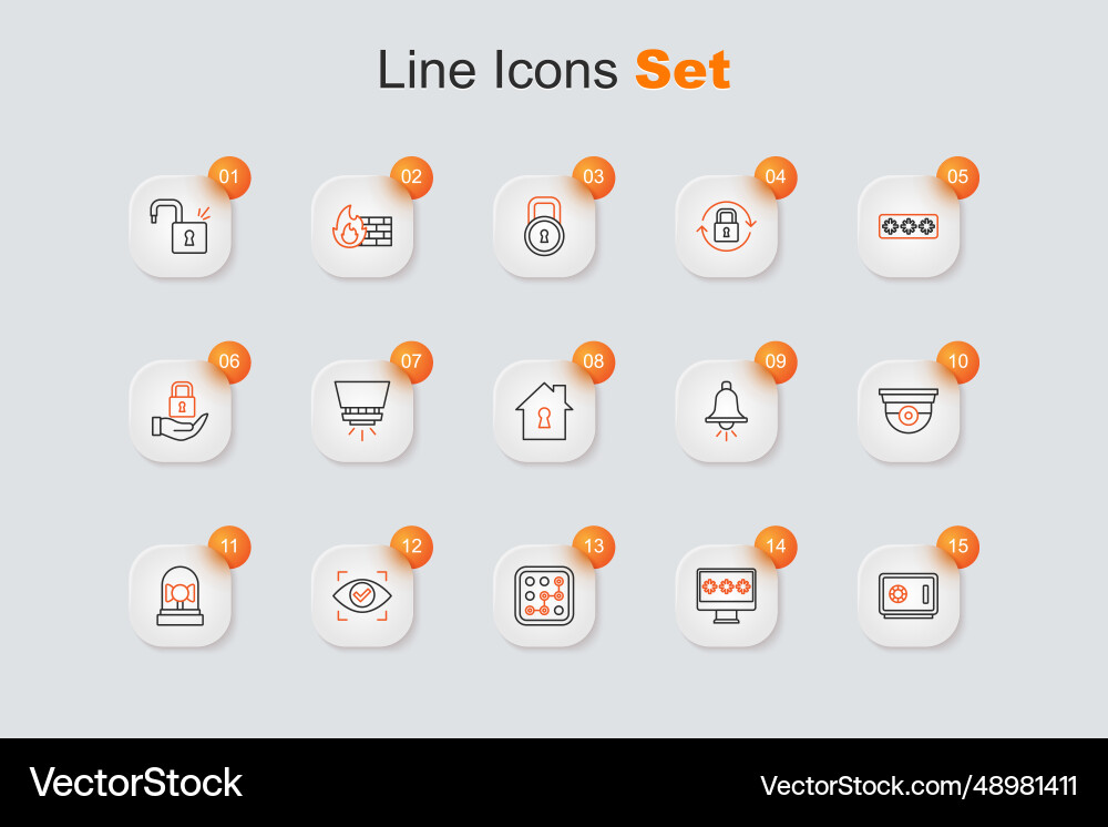 Set line safe monitor with password graphic Vector Image