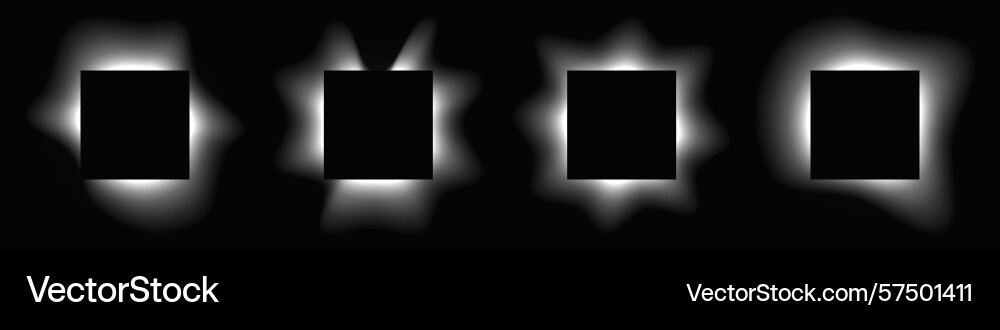 Set of square illuminate light frames Set of square illuminate light frames vector image