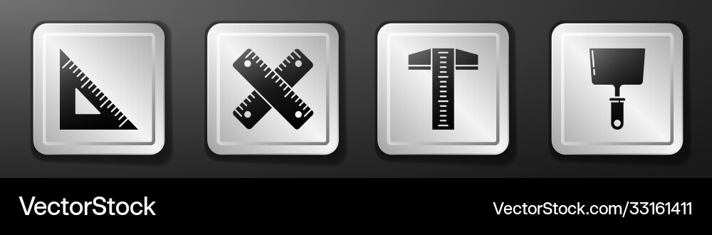 Set triangular ruler crossed t-square line Set triangular ruler crossed t-square line vector image