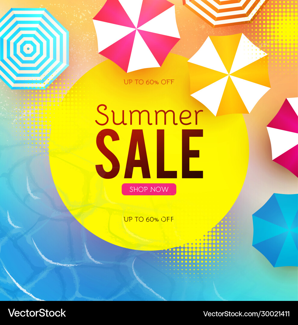 Summer sale poster template hot season offer Summer sale poster template hot season offer vector image