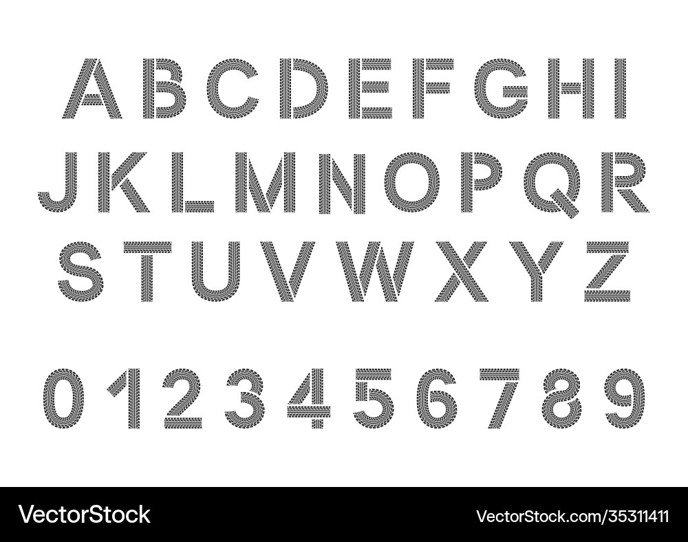 Tire Pattern Font vector image