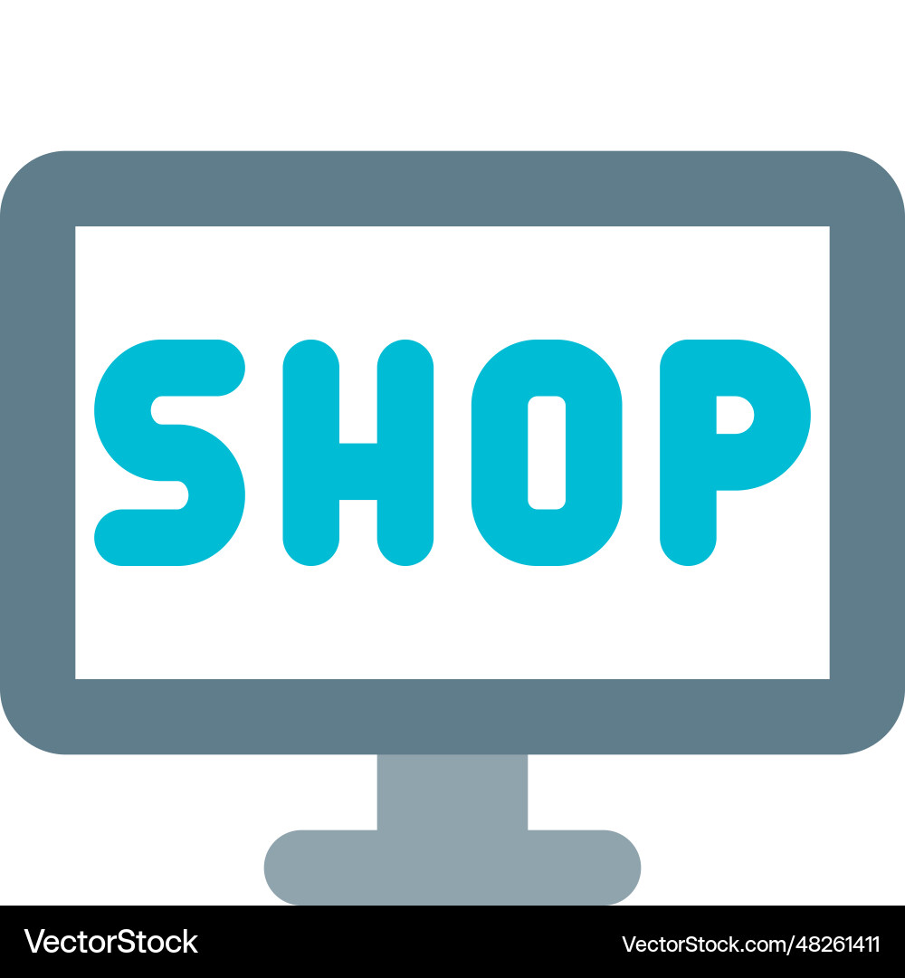 Using a computer for conducting shopping online vector image