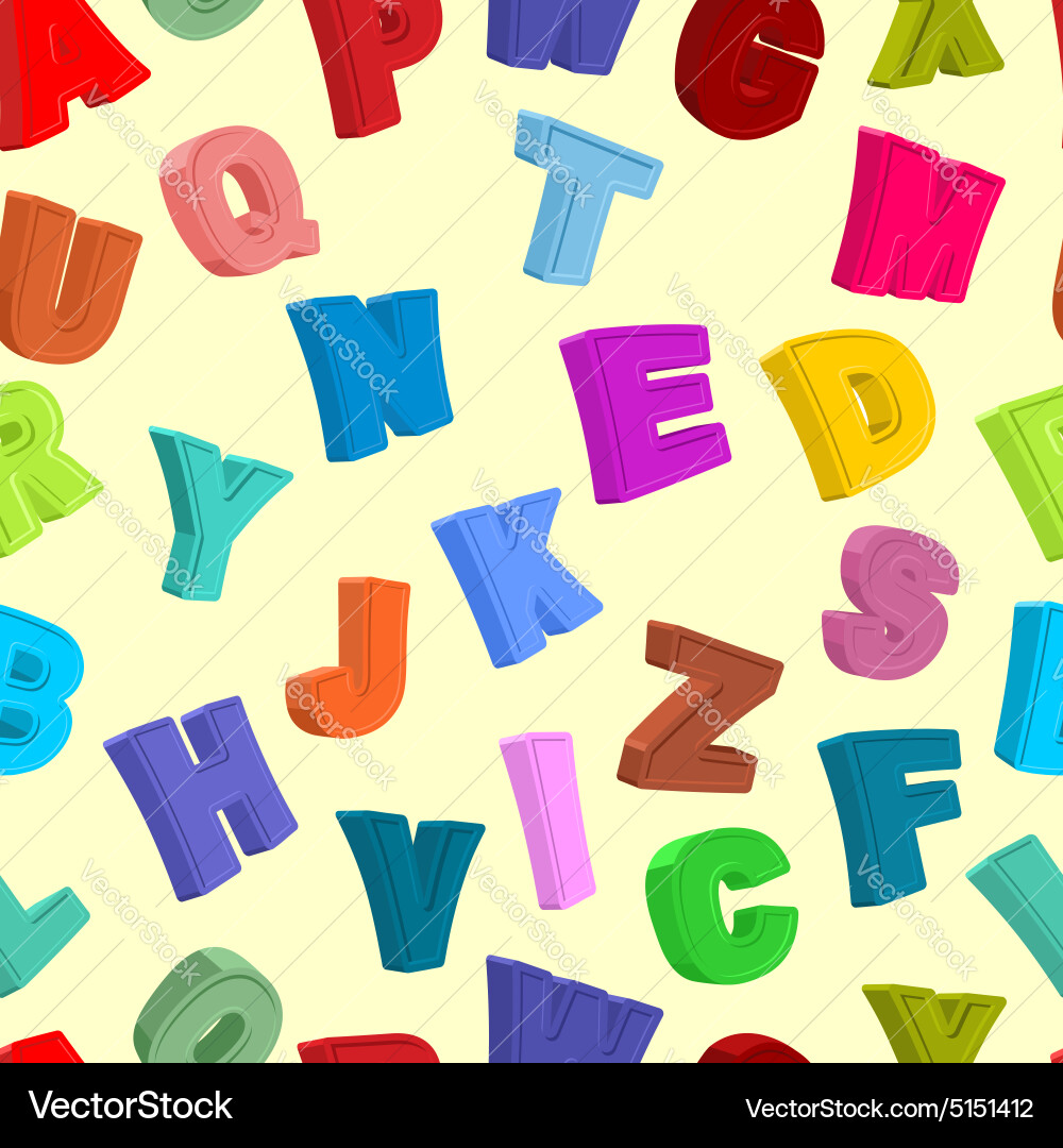 Abc seamless pattern coloured letters background vector image