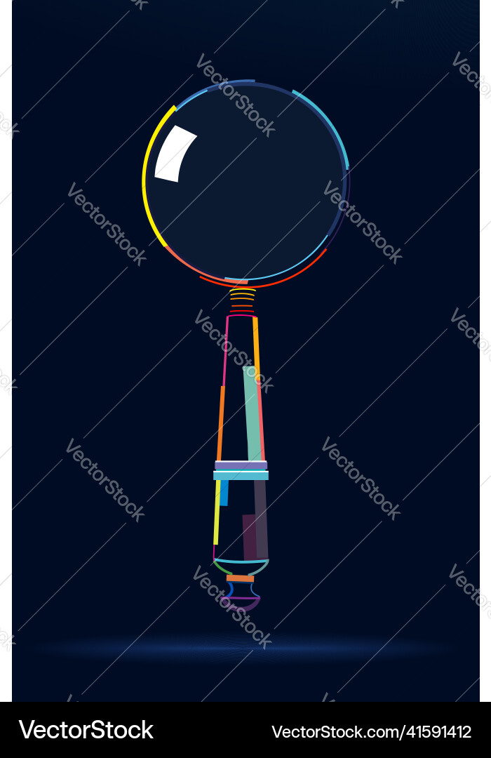 Abstract magnifying glass with carved handle from vector image