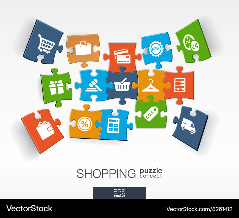 Abstract shopping background with connected color vector image