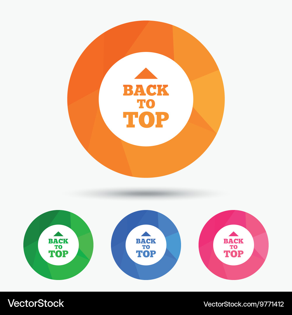 Back to top arrow sign icon scroll up symbol vector image