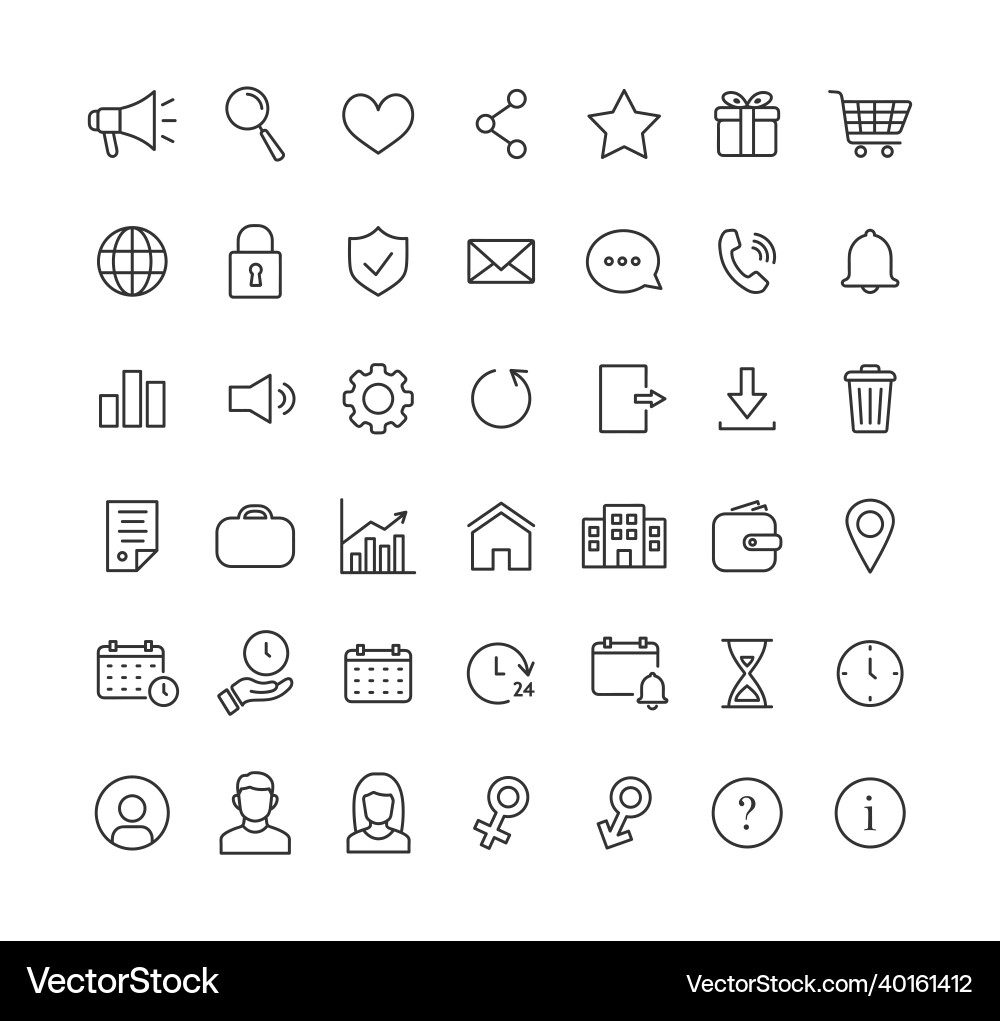 Basic line icon set with editable stroke Basic line icon set with editable stroke vector image