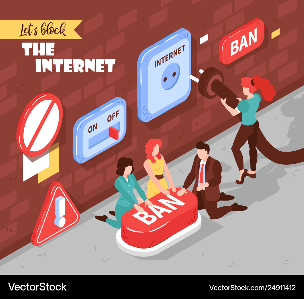 Blocking the internet composition Blocking the internet composition vector image
