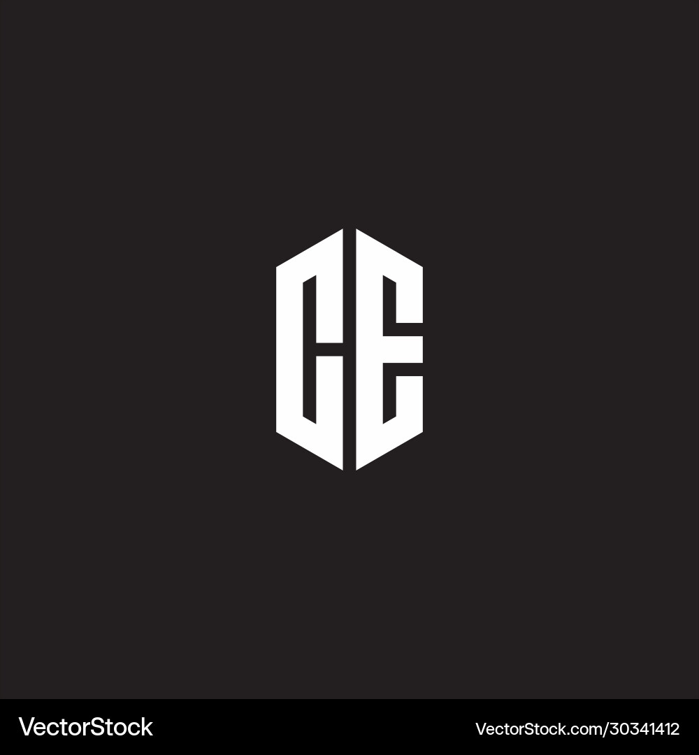 Ce logo monogram with hexagon shape style design vector image