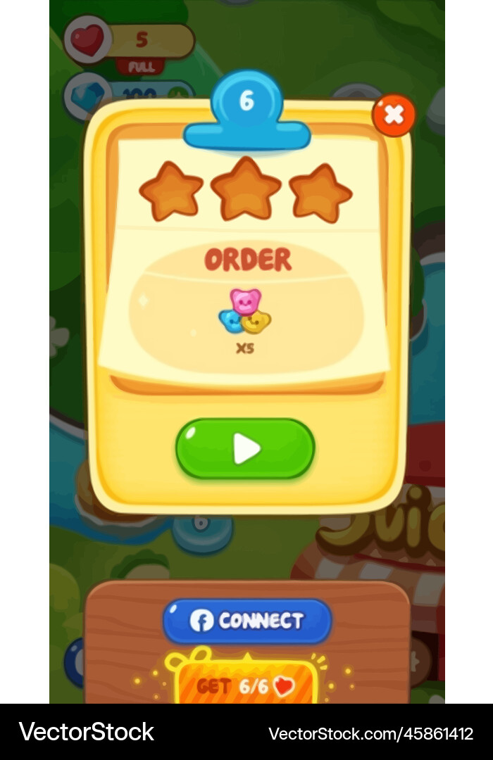 Complete set of level button game ui pop-up icon Vector Image