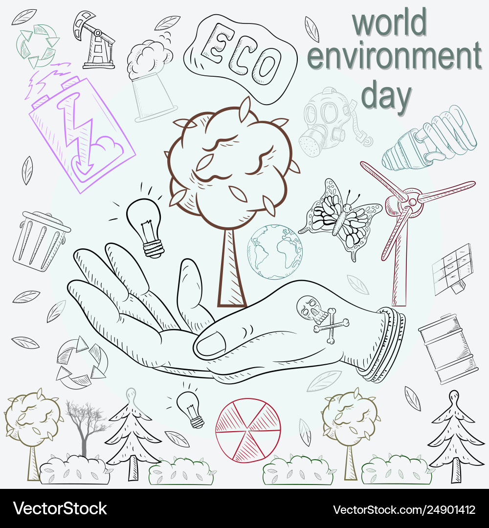Contour design various objects human vector image
