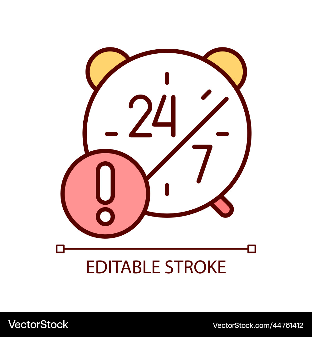 Dangers of working around the clock rgb color icon Dangers of working around the clock rgb color icon vector image